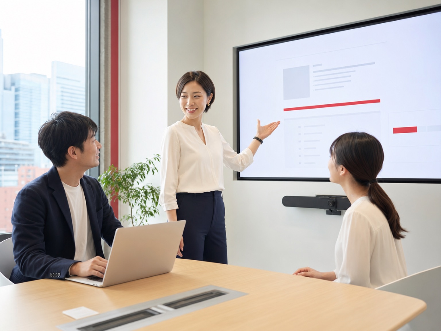 会議中にAnthuriumで資料を確認する日本のチーム